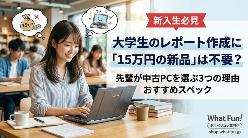 【新入生必見】大学生のレポート作成に「15万円の新品」は不要？先輩が中古PCを選ぶ3つの理由とおすすめスペック