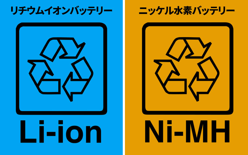 リチウムイオン電池とニッケル水素電池
