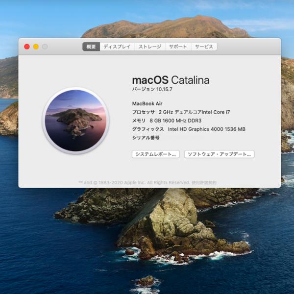 【中古パソコン】Apple Macbook Air MD224J/A カメラ [core i7 3667U 2GHz 8G SSD 256GB 無線 BT 11.6インチ macOS Catalina 10.15.7] :良品sub_image6