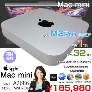 【中古パソコン】Apple Mac mini MNH73J/A A2686 M2 Pro 2023 小型デスク 選べるOS [Apple M2 Pro 10コア メモリ32GB SSD1TB 無線 BT シルバー 純箱 ]:美品