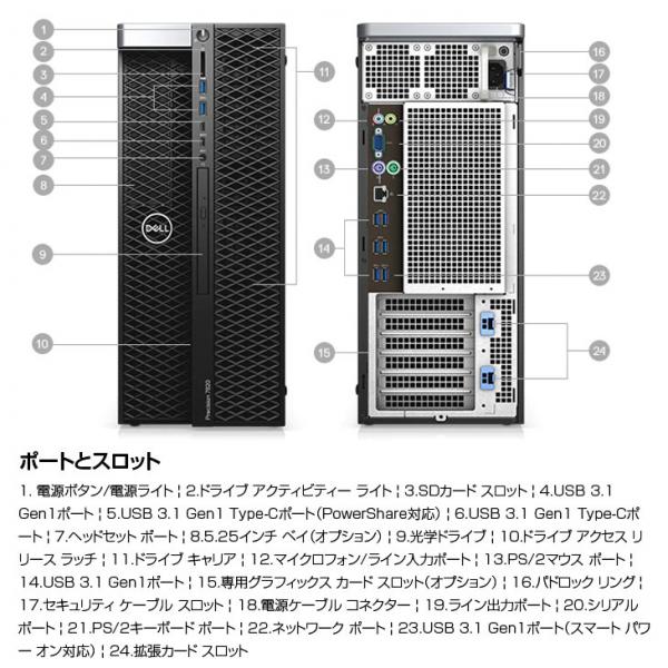 【今だけメモリ増量】DELL Precision T5820SMT  Xeon  ワークステーション クリエーター 4画面出力対応　Quadro P4000 搭載 選べるOS　Win10 or Win11  [Xeon W-2123 メモリ32GB SSD512GB+HDD2TB]:良品sub_image6