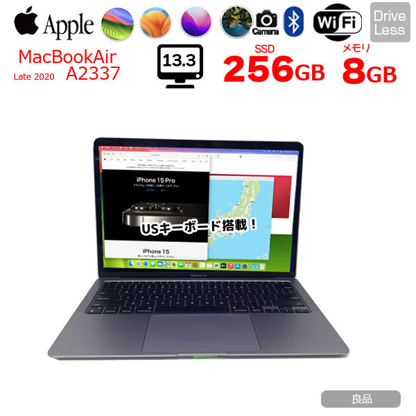 Apple MacBook Air 13.3inch MGN63J/A A2337 Late 2020 選べるOS USキー TouchID [Apple M1チップ8コア 8GB 256G 無線 BT カメラ 13.3 純箱 Space Gray] :良品sub_image1