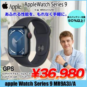 【中古】Apple Watch Series 9 MR9A3J/A A2984 GPS 45mmミッドナイトアルミニウムケース+ミッドナイトスポーツバンド M/L:良品