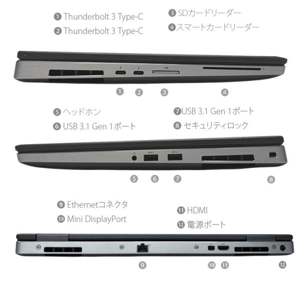 DELL PRECISION 7540 中古 ノート Office Win11 Quadro RTX3000搭載 [Corei7 9750H 32GB SSD512GB カメラ テンキー 無線 BT 15.6型]:良品sub_image13