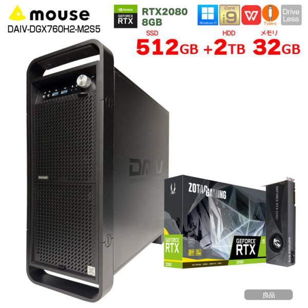 mouseコンピューター　水冷式　DAIV-DGX760H-M2S5 i9 ハイスペックゲーミング eスポーツ RTX2080 8GB搭載 Win11 Office 第9世代 [Core i9 9900X 3.5GHz メモリ32GB　高速起動SSD512GB+大容量HDD2TB]:アウトレットsub_image1
