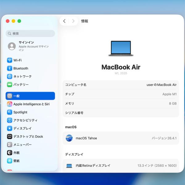 【中古パソコン】Apple MacBook Air 13.3inch MGN63J/A A2337 Late 2020 選べるOS TouchID [Apple M1チップ8コア 8GB SSD256GB 無線 BT カメラ 13.3  Space Gray] :美品sub_image8