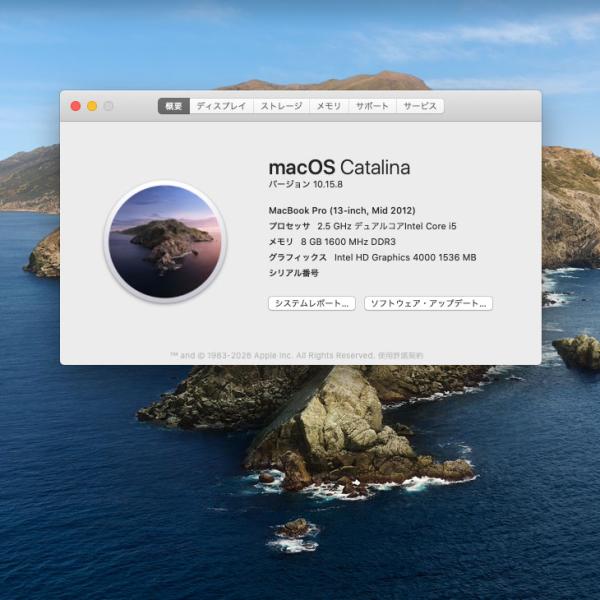 【中古パソコン】Apple MacBook Pro 13.3inch MD101J/A A1278 Mid 2012 [core i5 3210M 2.5GHz 8G SSD256GB マルチ 無線 BT カメラ 13.3 Catalina 10.15.8] :アウトレットsub_image6