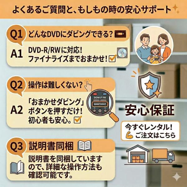【レンタル】1泊2日〜ダビング可能 VHSビデオ一体型DVDレコーダー ビデオデッキ VHSテープをDVDにデジタル化 録画 ダビング機 おうちで簡単ダビング 往復送料無料sub_image5