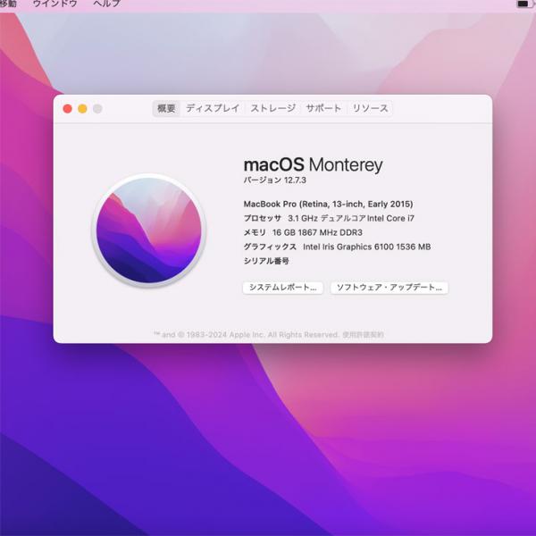 Apple MacBook Pro 13.3inch MF841J/A A1502 Early 2015  選べるOS [Core i7 5557U メモリ16GB SSD512GB 無線 BT ] :アウトレットsub_image8