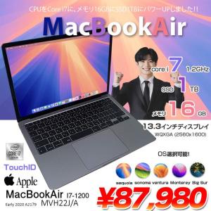 Apple MacBook Air 13.3inch MVH22J/A A2179 TouchID 2020 選べるOS [core i7 1060NG7 メモリ16GB SSD1TB カメラ 13.3 Space Gray ] :良品