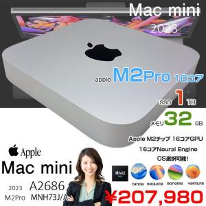 【中古パソコン】Apple Mac mini MNH73J/A A2686 M2 Pro 2023 小型デスク 選べるOS [Apple M2 Pro 10コア メモリ32GB SSD1TB 無線 BT シルバー ]:美品
