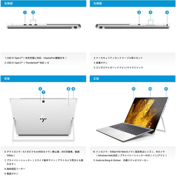 【中古】HP Elite x2 G4 中古 2in1タブレット Win11 着脱式キーボード SureView　LTEスタンダードモデル SIMフリー[Core i5 8265U 8GB SSD512GB 無線 カメラ 指紋　顔認証 13型]:良品sub_image8