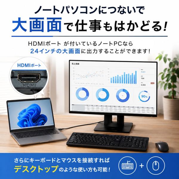 【送料無料】格安 おまかせ 24インチワイド アウトレット モニター フルHD HDMIケーブル付sub_image4