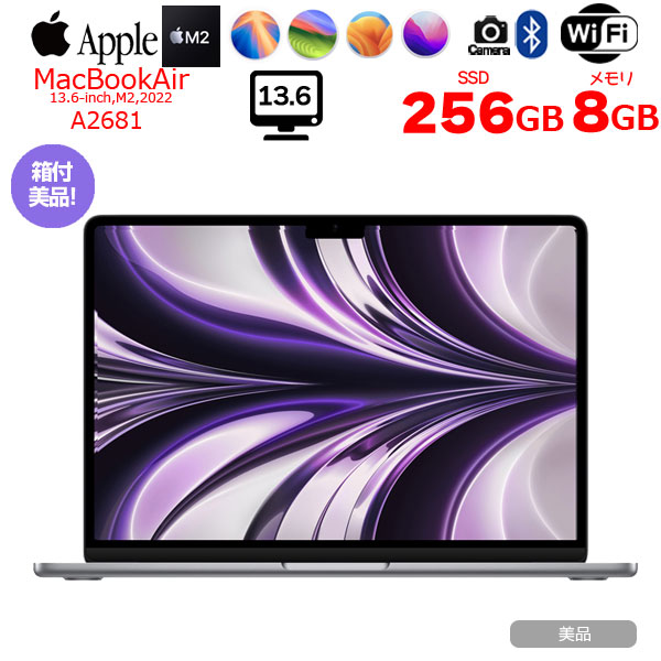 Apple MacBook Air 13.6inch MLXW3J/A A2681 2022 TouchID [Apple M2 8コア 8G SSD256GB 無線 BT カメラ 13.6 Space Gray 純箱] :美品sub_image1