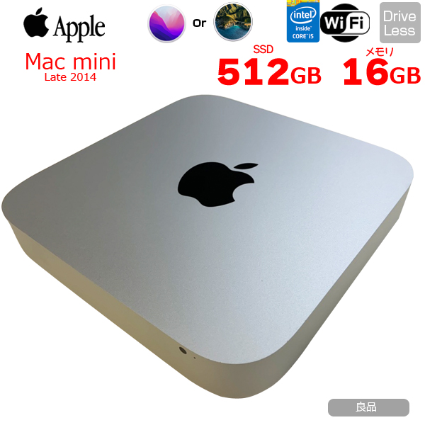 【中古パソコン】Apple Mac mini MGEQ2J/A Late 2014 A1347 小型デスク 選べるOS Monterey or Bigsur [Corei5 4308U 2.8GHz SSD512GB メモリ16GB ]:良品sub_image1