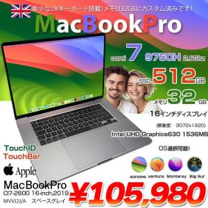 Apple MacBook Pro 16inch MVVJ2J/A A2141 2019 UKキー 選べるOS TouchBar TouchID [core i7 9750H 2.6GHz 32G SSD512GB 無線 BT カメラ 16インチ Space Gray] :美品