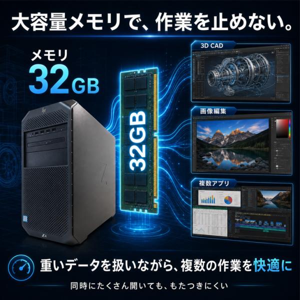 【3D CADや映像コンテンツも楽々】HP Z4G4 Workstation Tower NVIDIA Quadro P2200 搭載 Win11 Office [ X(W-2223)4C-3.6GHZ 32GB SSD512GB ROM]:良品sub_image5