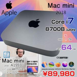 Apple Mac mini MRTT2J/A A1993 2018 小型デスク 選べるOS [Core i7 8700B 3.2GHz メモリ64GB SSD1TB 無線 BT スペースグレイ ]:良品