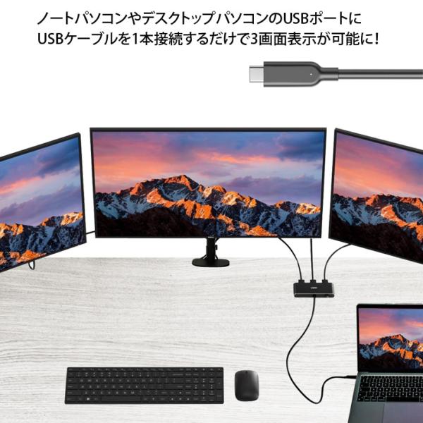 いきなり3画面マルチモニタセット USB-C1本で接続完了 らくらく複数画面　モニターアームでデスクすっきり トリプル 24インチ液晶の大画面 中古良品sub_image1