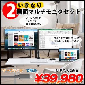 いきなり2画面マルチモニタセット USB-C1本で接続完了 らくらく複数画面　モニターアームでデスクすっきり デュアル 24インチ液晶の大画面 中古良品