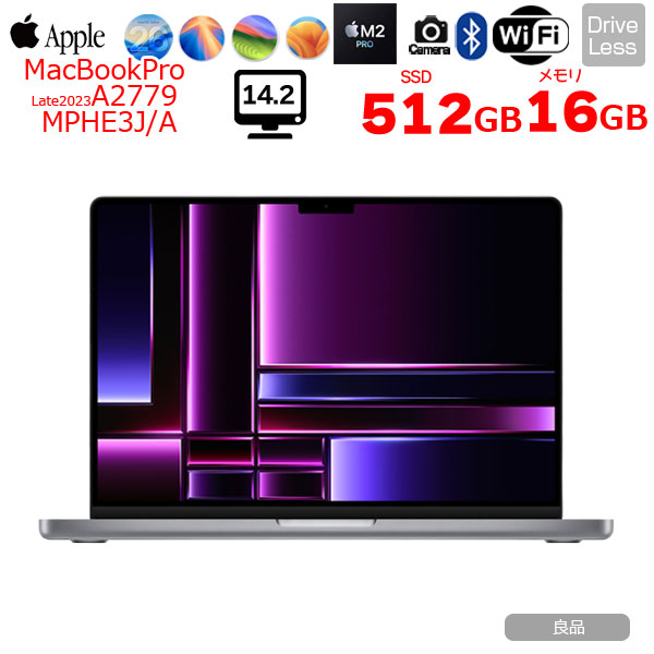 【中古パソコン】Apple MacBook Pro 14.2inch MPHE3J/A  A2779 Early 2023 TouchID 選べるOS  [Apple M2 Pro 10コア メモリ16GB SSD512GB 無線 BT カメラ 14.2 Space Gray] :良品sub_image1