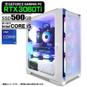 ゲーミングPC ホワイト メッシュ GeForce RTX3060Ti 第14世代 Corei5 Win11home SSD500GB メモリ16GB eスポーツ PASOUL 煌 1年保証