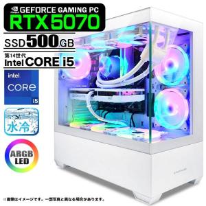 ゲーミングPC デスクトップパソコン GP-V3 ホワイト ピラーレス GeForce RTX5070 第14世代 Intel Corei5 14400F Windows11 NVMe M.2 SSD500GB メモリ16GB CPU水冷ファン ゲーミングパソコン eスポーツ PASOUL 極