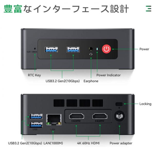 【新品未使用】TRIGKEY Green G4-N95 超小型 デスクトップパソコン Win11 Office 12世代 [Alder Lake N-95 8GB SSD256GB HDMI BT WiFi5]:新品sub_image6