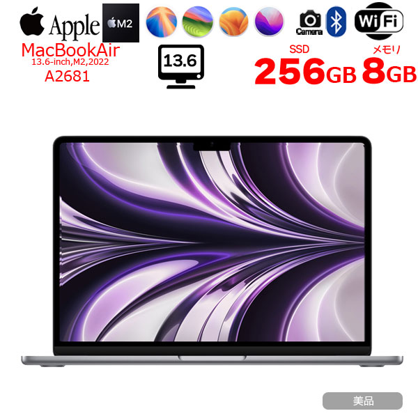 Apple MacBook Air 13.6inch MLXW3J/A A2681 2022 TouchID [Apple M2 8コア 8G SSD256GB 無線 BT カメラ 13.6 Space Gray] :美品sub_image1