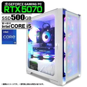 ゲーミングPC デスクトップパソコン ホワイト メッシュ GeForce RTX5070 第14世代 Intel Corei5 14400F Win11 SSD500GB メモリ16GB  新品1年保証