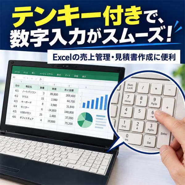 【Microsoft Office2013搭載セット】中古 おまかせノートパソコン Windows11 ワード エクセル パワーポイント 第8世代Core i5 メモリ8GB SSD256GB テンキー カメラ 15.6インチ マウス マウスパッドsub_image4