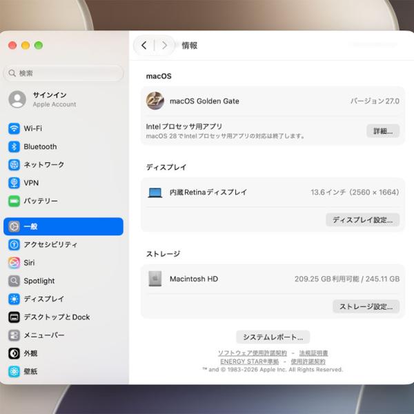 【中古パソコン】Apple MacBook Air 13.6inch MW123J/A A3240 2025 TouchID [Apple M4 10コア メモリ16GB SSD256GB 無線 BT カメラ 13.6型 Midnight]:良品sub_image9