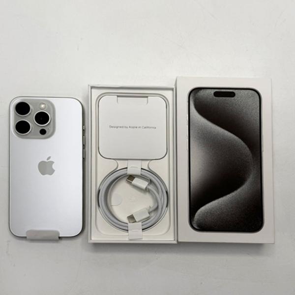 【純箱付き美品】Apple iPhone15 Pro MTU83J/A A3101 128GB SuperRetinaXDR FaceID バッテリー再大容量100%入荷![A17Pro 128GB 6.1インチ iOS26 ホワイトチタニウム]:美品sub_image7
