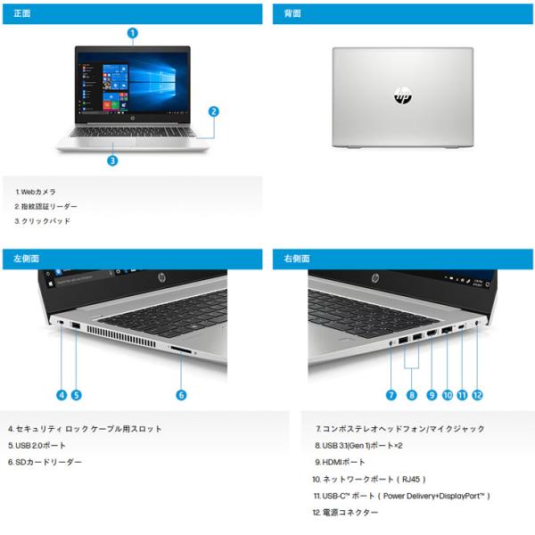 【中古パソコン】HP PROBOOK 450G7 中古 ノート Office Win11[Core i7 10510U メモリ16GB SSD512GB 無線 カメラ テンキー 15.6型]:良品sub_image6