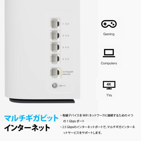 【送料無料】Linksys Velop Pro 7 MBE7003 Wi-Fi7トライバンドメッシュWi-Fiシステム最大速度約10.7GbpsQualcomm Multi-Link Operatio ホワイトsub_image7