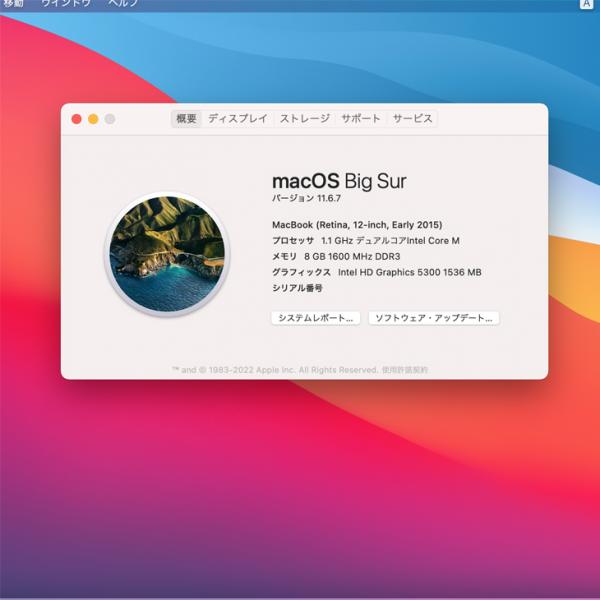【新品バッテリに交換済】【今だけ!便利なtype-cハブ付】Apple MacBook 12inch MF855J/A A1534 Retina Early 2015 シルバー [Core M 5Y31 1.1GHz 8G SSD256GB 無線 BT カメラ 12インチ BigSur 11.7]:良品sub_image6