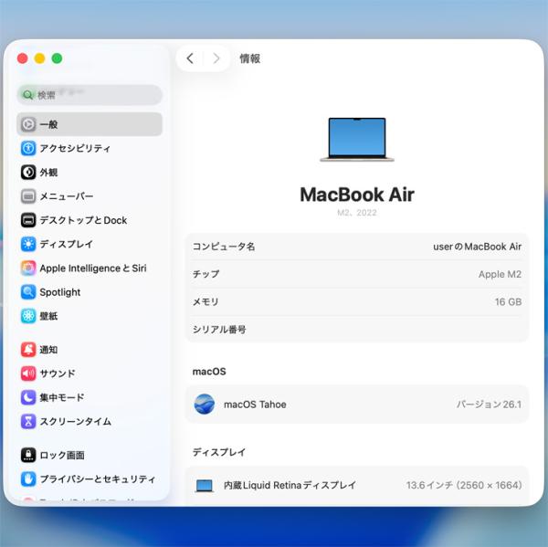 【中古パソコン】Apple MacBook Air 13.6inch MC7W4J/A A2681 2024 選べるOS TouchID [Apple M2 8コア メモリ16GB SSD256GB 無線 BT カメラ 13.6 Starlight] :美品sub_image10