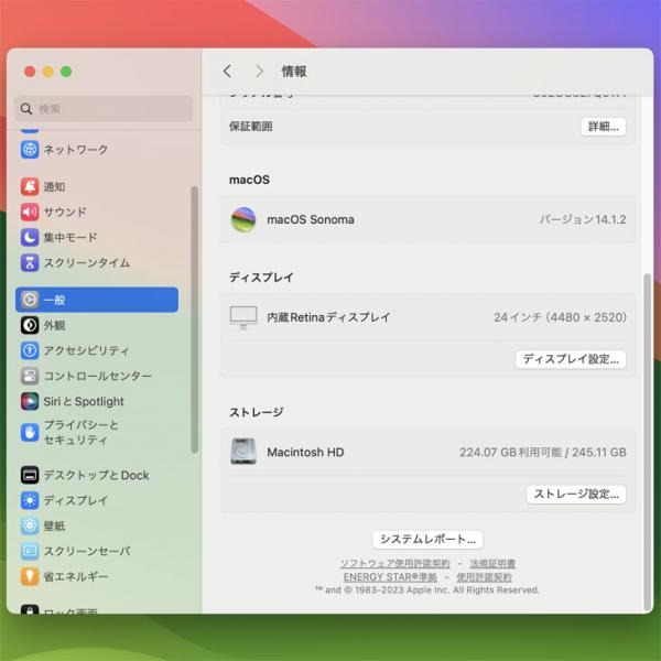 【中古パソコン】Apple iMac 24inch MGPC3J/A A2438 4.5K 2021 一体型 選べるOS Touch ID [Apple M1 8コア 8GB SSD256GB 無線 BT カメラ 24インチ Silver  純箱 ]:美品sub_image7