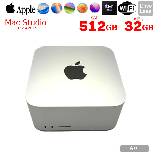 Apple Mac Studio MJMV3J/A A2615 M1 Max 2022 小型デスク 選べるOS [Apple M1 Max 10コア 24コアGPU メモリ32GB SSD512GB 無線 BT シルバー 純箱 ]:良品sub_image1