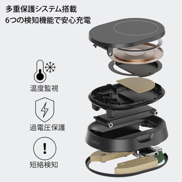 【新品】Belkin　WIA008btWH　ワイヤレス充電スタンド MagSafe対応 Qi2公式認証 iPhone スマートフォン(最大15W高速充電) スタンド&パッド切り替え 角度調整 コンパクト　iOSスタンバイモード対応　ホワイト　送料無料sub_image7