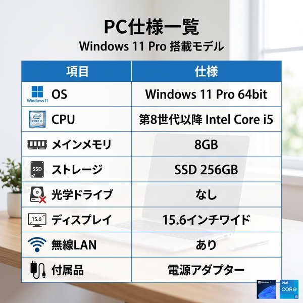 【レンタル】1ヶ月～10台 ノートパソコン 法人向け win11 15.6インチ Core i5 SSD256GB メモリ8GBsub_image2