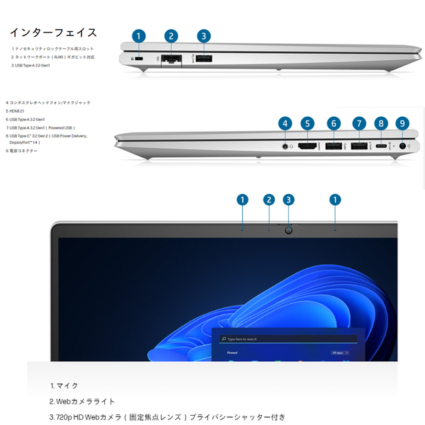 HP ProBook 450 G9/CT Notebook PC 新品 ノート Office Windows10 第12世代 フルHD [Core i5 1235U 16GB 256GB 無線 カメラ テンキー 15.6型] :新品sub_image4