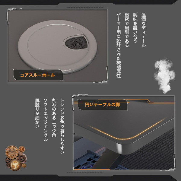 デスク パソコンデスク ゲーミングデスク 机 pcデスク オフィスデスク コンパクト X型脚構造設計 ブラックsub_image1