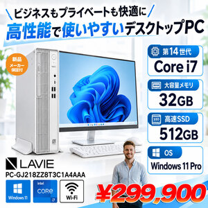 NEC LAVIE Direct DT PC-GJ218ZZ8T3C1A4AAA 省スペースデスク 2画面同時出力 Win11 第14世代[Core i7 14700 メモリ32GB SSD512GB マルチ]:新品