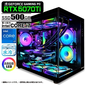 ゲーミングPC デスクトップ 海景房 GMQ360 ブラック GeForce RTX5070Ti 第14世代 Intel Corei7 14700F Win11 SSD500GB メモリ16GB CPU水冷ファン