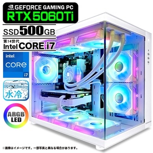 ゲーミングPC デスクトップ 海景房 GMQ360 ホワイト GeForce RTX5060Ti 第14世代 Intel Corei7 14700F Win11 SSD500GB メモリ16GB CPU水冷ファン 新品1年保証