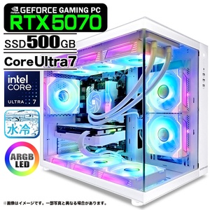 ゲーミングPC デスクトップパソコン 海景房 GMQ360 ホワイト GeForce RTX5070 Intel Core Ultra7 265KF Win11 SSD500GB メモリ32GB CPU水冷ファン 新品1年保証