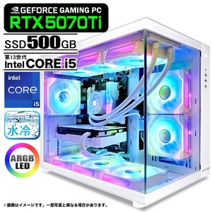 ゲーミングPC デスクトップ 海景房 GMQ360 ホワイト GeForce RTX5070Ti 第13世代 Intel Corei5 13400F Win11 SSD500GB メモリ16GB CPU水冷ファン