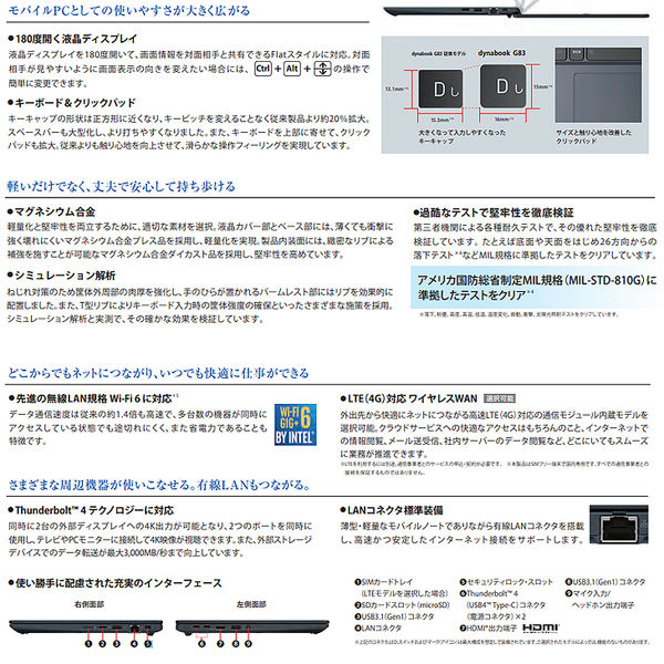 【新品パソコン】東芝 DynaBook G83/HS A6GUHSF8DE11 Win10Pro Windows11対応 LTE  第11世代 フルHD [Core i5 1135G7 8GB 256GB カメラ 13.3型]:新品sub_image3