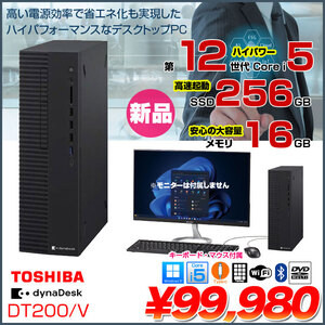DynaDesk DT200/V 新品デスクトップ ハイパワー 4画面同時出力  Win10第12世代 Core i5 12500 16GB 256GB 無線　BT マルチ